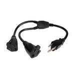 14 Inch Power Cord Splitter (1NEMA 5-15P/2NEMA 5-15R) 14AWG - oneprizes.com