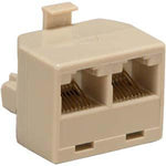 RJ45 1 Plug/2 Jack T Adapter, Straight Beige - oneprizes.com