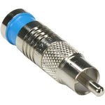 RCA Male Quad Shield RG6 Compression Connector Blue - oneprizes.com