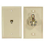 RJ11 Modular Single Port Wall Plate Ivory, Smooth Face - oneprizes.com
