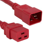 3Ft 12AWG 20A 250V Heavy Duty Power Cord Cable (IEC320 C20 to IEC320 C19) Red - oneprizes.com