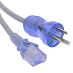 Hospital Grade Power Cord 5-15P to C13 SJT 18/3 Clear Blue - oneprizes.com