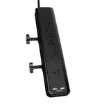 6Ft 6Outlet 15A, Screw-On Workshop Power Strip with 2 USB Charging Ports ( 5V, 2A) - oneprizes.com