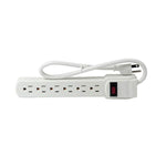 1.5 Ft 6-Outlet Surge Protector 14AWG/3 15A, 90J - oneprizes.com