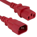 2Ft 18 AWG Computer Power Cord Extension Cable (IEC320 C13 to IEC320 C14) Red - oneprizes.com