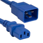 3Ft 14AWG 15A 250V Power Cord (IEC320 C13 to IEC320 C20) Blue - oneprizes.com