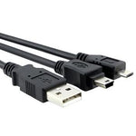 5Ft USB 2.0 A Male to Mini-B Male + Micro-B Male Splitter Cable for Charging - oneprizes.com