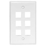 6Port Keystone Wallplate White Smooth Face - oneprizes.com