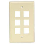 6Port Keystone Wallplate Ivory Smooth Face - oneprizes.com