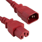 8Ft 14AWG 15A 250V Power Cord Cable (IEC320 C14 to IEC320 C15) Red - oneprizes.com