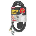 6Ft 10/4 30 Amp Black 4-Wire Dryer Cord - oneprizes.com