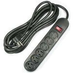 12Ft 6-Outlet Power Strip AC125V 14AWG Black Protection Cap - oneprizes.com