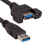 1Ft USB 3.0 Panel-Mount Type A Male to Type A Female Cable - oneprizes.com