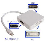 3 in-1 Mini DisplayPort (Thunderbolt) Male to HDMI/DisplayPort/DVI Female Adapter - oneprizes.com