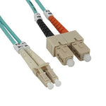 1M LC-SC 10Gb 50/125 OM3 M/M Duplex Fiber Cable Aqua Jacket - oneprizes.com