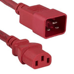 3Ft 14AWG 15A 250V Power Cord (IEC320 C13 to IEC320 C20) Red - oneprizes.com
