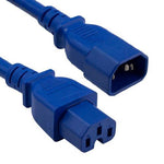 3Ft 14AWG 15A 250V Power Cord Cable (IEC320 C14 to IEC320 C15) Blue - oneprizes.com