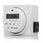 Weekly Digital Time Dual 3-Prong Outlet w/ 8 ON/OFF Timer Programming - oneprizes.com